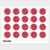 Gekke Nummer 3 rode Sticker (Vel)