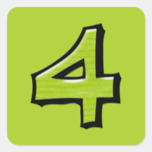 Gekke Nummer 4 groene Vierkante Sticker