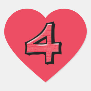 Gekke nummer 4 rode hartsticker hart sticker