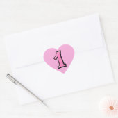 Gekke Nummers 1 roze Hart Sticker (Envelop)