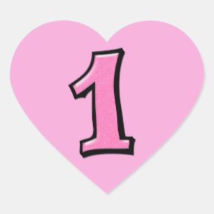Gekke nummers 1 roze hartsticker hart sticker
