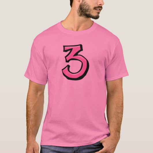 Gekke Nummers 3 roze Mannen T-shirt (Voorkant)