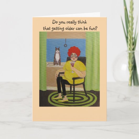 Gekke oudere generatie, verjaardagskaart kaart (Voorkant)