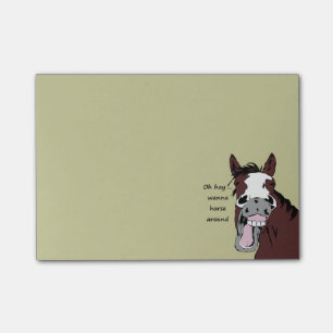 Gekke Paard Cartoon "Wanna Horse Around" Post-it® Notes