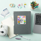 Gekke paaskat met konijnenoren sticker (iPad Cover)