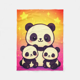 Gekke Panda Trio in Gradient Dreamscape Fleece Deken