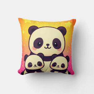 Gekke Panda Trio in Gradient Dreamscape Kussen