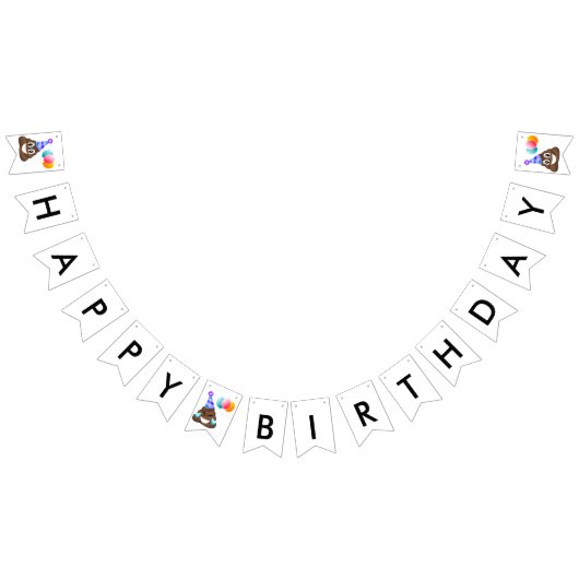 Gekke partij Poop Emoji Birthday Banner (Alle)