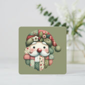 Gekke Patchwork Kerstman Folk Plattegrond Kaart (Staand voorkant)