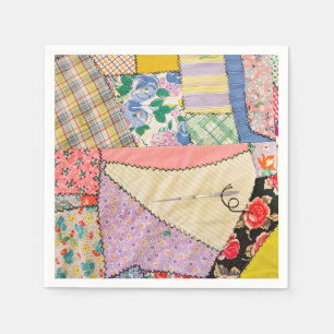 Gekke patchwork quilt met zigzag stiksels servet
