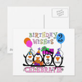 Gekke Pinguïns 2e Verjaardag T-shirts en geschenke Briefkaart (Voorkant / Achterkant)