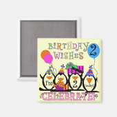 Gekke Pinguïns 2e Verjaardag T-shirts en geschenke Magneet (Voorkant / Achterkant)