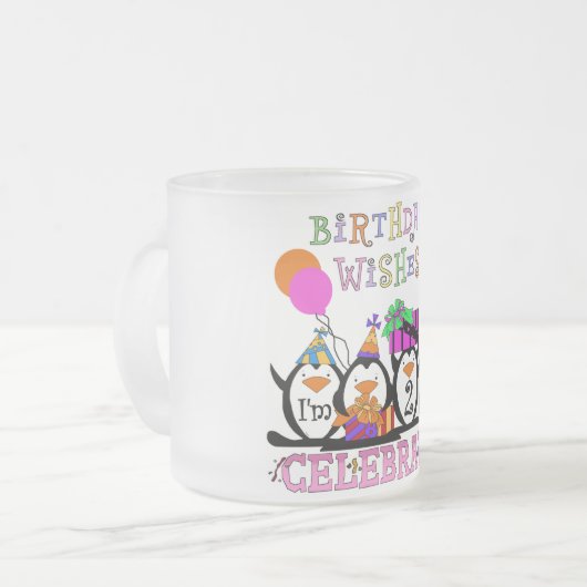 Gekke Pinguïns 2e Verjaardag T-shirts en geschenke Matglas Koffiemok (Voorkant links)