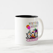 Gekke Pinguïns 2e Verjaardag T-shirts en geschenke Tweekleurige Koffiemok (Voorkant rechts)