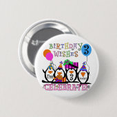 Gekke Pinguïns 3e Verjaardag Tshirts en geschenken Ronde Button 5,7 Cm (Voorkant /achterkant)