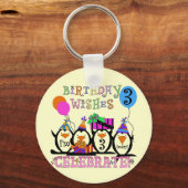 Gekke Pinguïns 3e Verjaardag Tshirts en geschenken Sleutelhanger (Voorkant)