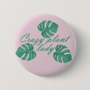 Gekke plant dame monstera knop ronde button 5,7 cm