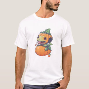 gekke pompoen die probeert eng te eten t-shirt