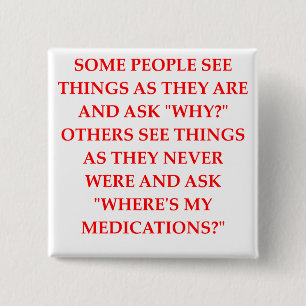 gekke psychiater grap vierkante button 5,1 cm