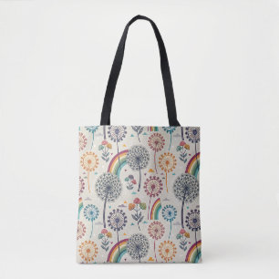 Gekke regenboog en botanische paardenbloemen draagtas