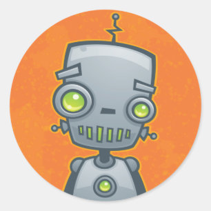 Gekke robot ronde sticker