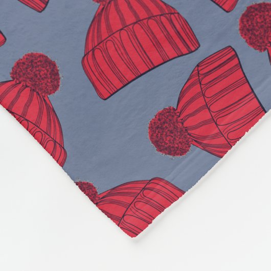 Gekke Rood en Blauwe Bobbel Mutsen Patroon Fleece Deken (Hoek)