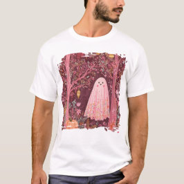 Gekke Roze Geest in betoverd bloemenbos T-shirt