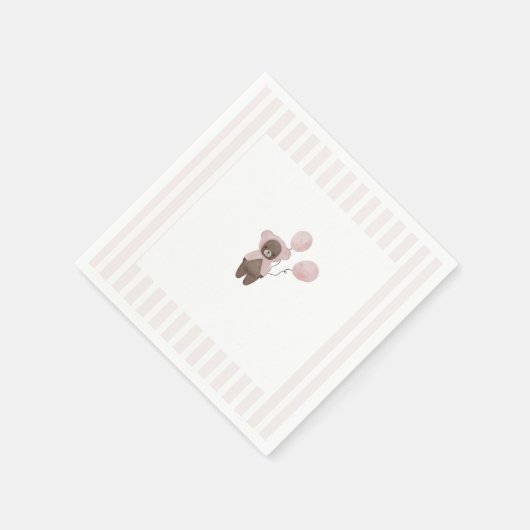 Gekke roze teddybeer servet (Hoek)