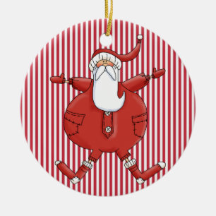 Gekke Santa on Stripe Background Ornament