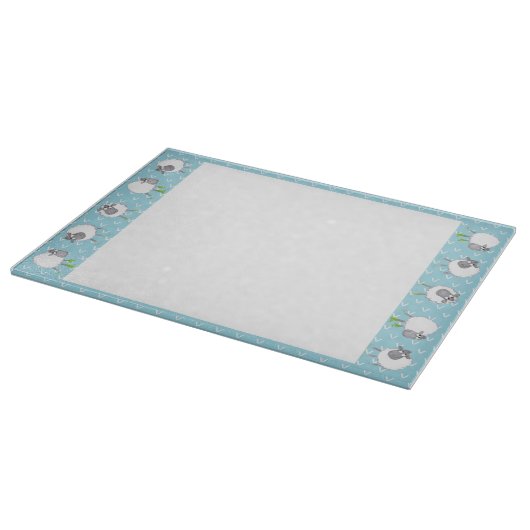 Gekke schaap aan de blauwe grensruit snijplank (Hoek)