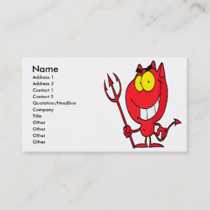 gekke schattige cartoon-duivel met pitchfork visitekaartje
