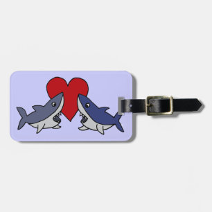 Gekke Sharks in Love Art Bagagelabel