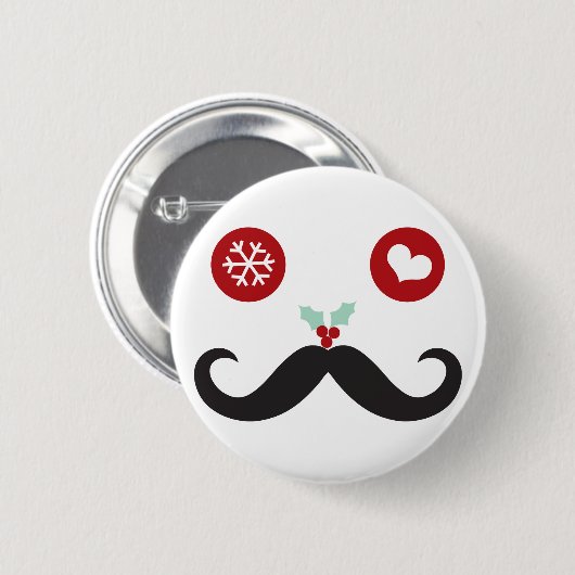 Gekke snor Schattige Funny Face Kerstvakantie Ronde Button 5,7 Cm (Voorkant /achterkant)
