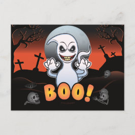 Gekke Spooky Ghost in een kerkhof! Halloween plezi Feestdagenkaart