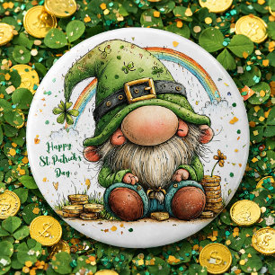 Gekke St. Patrick's Dag Kabouter Ronde Button 6,0 Cm
