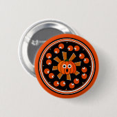 Gekke starende pompoenogen ronde button 5,7 cm (Voorkant /achterkant)