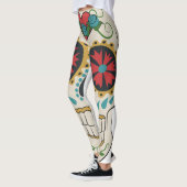 Gekke Sugar Skull Wit, Rood en Turquoise Legging (Links)