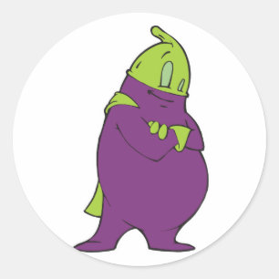 gekke superheld augplant cartoon ronde sticker