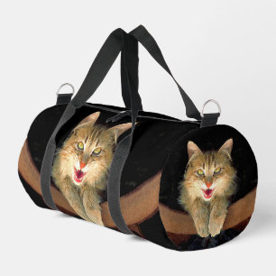 Gekke Tabby Kat Portret Schilderij Cute Originele Plunjezak