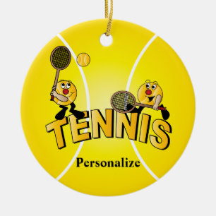 Gekke Tennis Ball-spelers Personaliseren Keramisch Ornament