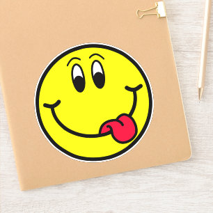Gekke tongue out glimlachend kant Emoji-stickers Sticker