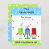 Gekke uitnodiging van Monsters Birthday (Voorkant / Achterkant)