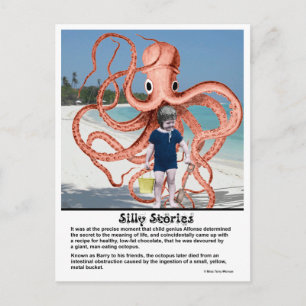 Gekke verhalen: Man-etende octopus-Briefkaart Briefkaart