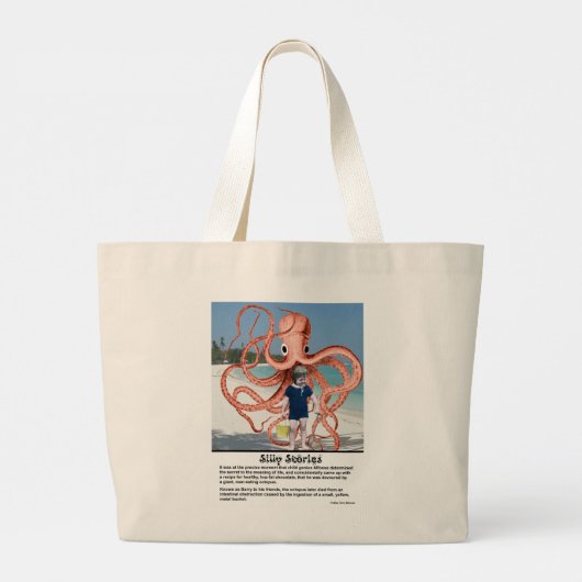 Gekke verhalen: Octopus met Man Grote Canvas tas (Achterkant)