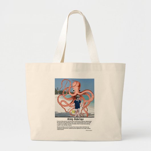 Gekke verhalen: Octopus met Man Grote Canvas tas (Voorkant)