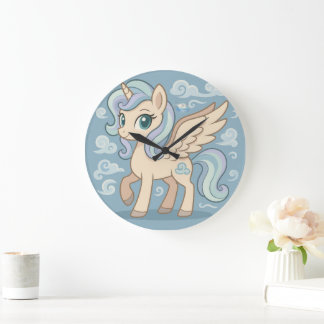 Gekke Vliegende Pony Wandklok – Cute Pastel Peg Grote Klok