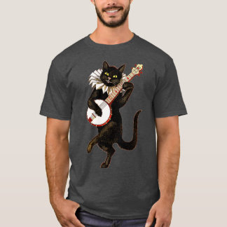 Gekke vogelkat dat banjo speelt T-shirt