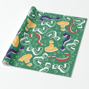Gekke vraag markeert mysterie raadsel groen cadeaupapier