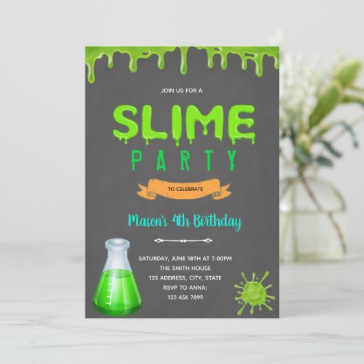 Gekke wetenschap verjaardagsfeestje uitnodiging (Staand voorkant)