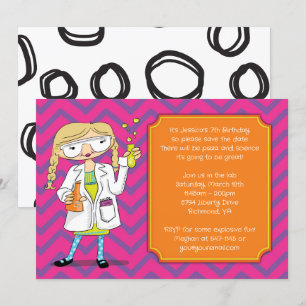 Gekke Wetenschappelijke Uitnodiging: Blond Meisje  Kaart